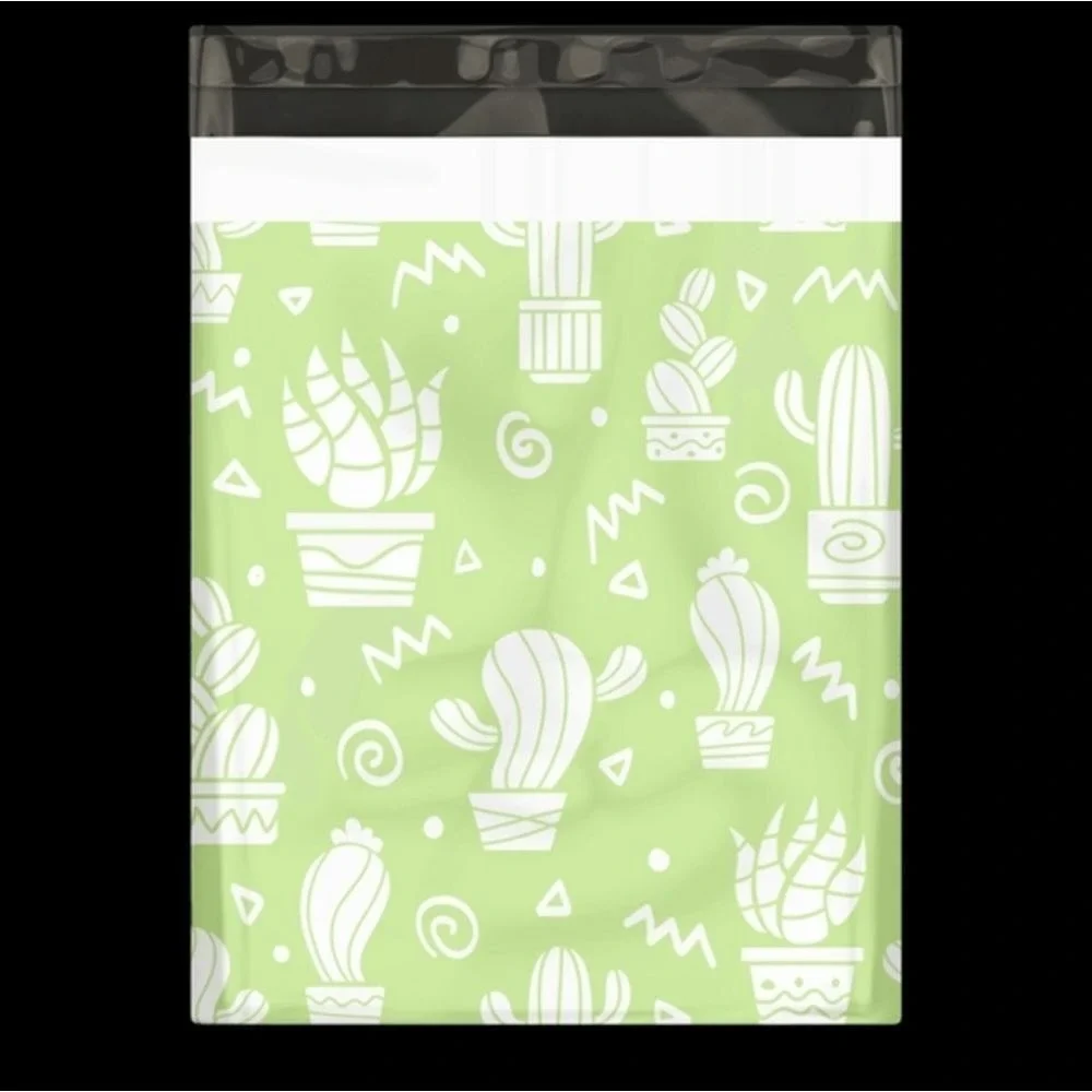Unbranded 15 Pack Cactus Print‎ 12x15 Poly Mailers Green 12x15in